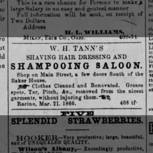 William H. Tann - Racine Barber Shop Advertisement (brother of Dr. George A. Tann)
